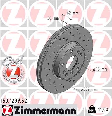 ZIMMERMANN 150.1297.52 Fren Sistemleri Fren Diski - BMW X5 (E53) uyumlu