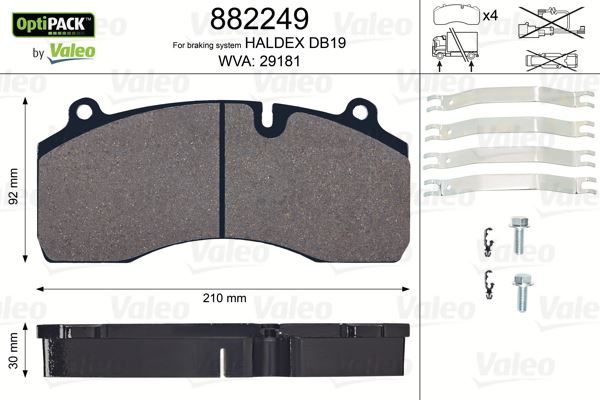VALEO 882249 Fren Sistemleri Fren Balatası - VOLVO FL II uyumlu