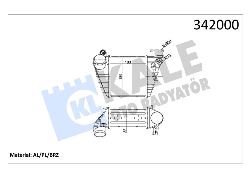 KALE OTO RADYATÖR 342000 Motor Turbo Radyatörü - AUDI A3 (8L1) uyumlu