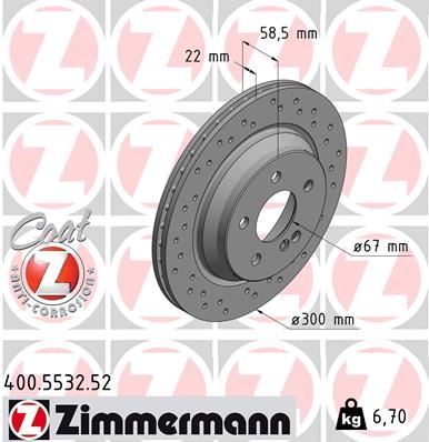 ZIMMERMANN 400.5532.52 Fren Sistemleri Fren Diski - MERCEDES-BENZ S-SERISI (W221, V221) uyumlu