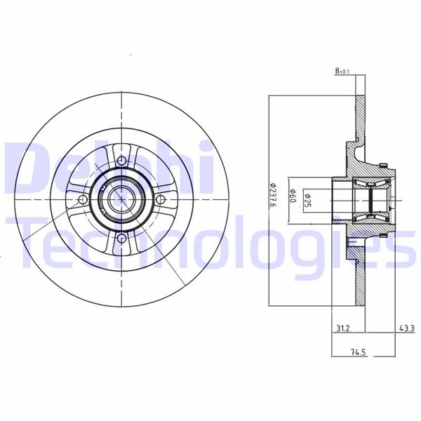 DELPHI BG9025RS Fren Sistemleri Fren Diski - RENAULT 19 I (B/C53_) uyumlu