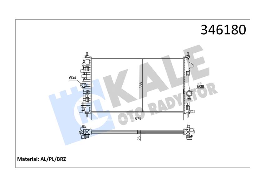 KALE OTO RADYATÖR 346180 Soğutma Sistemi Su Soğutucu & Parçaları - SAAB 9-5 (YS3G) uyumlu