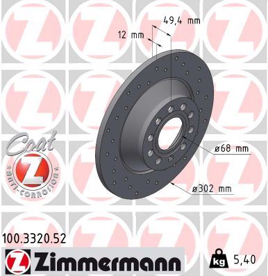 ZIMMERMANN 100.3320.52 Fren Sistemleri Fren Diski - AUDI A6 C6 (4F2) uyumlu