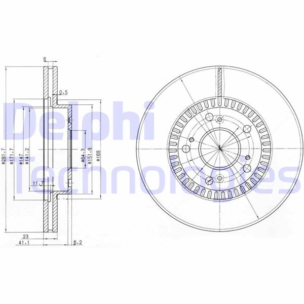 DELPHI BG3720 Fren Sistemleri Fren Diski - HONDA CIVIC VII Hatchback (EU, EP, EV) uyumlu