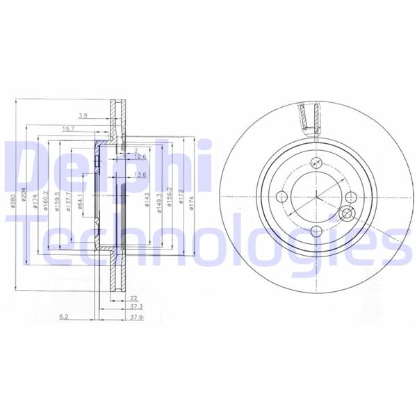 DELPHI BG4146C Fren Sistemleri Fren Diski - MINI MINI (R56) uyumlu