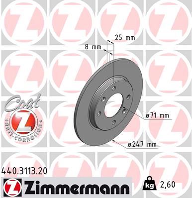 ZIMMERMANN 440.3113.20 Fren Sistemleri Fren Diski - CITROËN ZX (N2) uyumlu