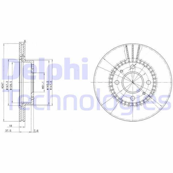 DELPHI BG3134 Fren Sistemleri Fren Diski - NISSAN ALMERA I Hatchback (N15) uyumlu