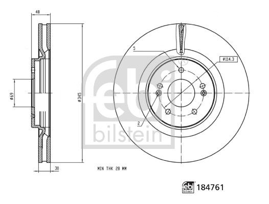 FEBI BILSTEIN 184761 Fren Sistemleri Fren Diski - KIA SORENTO IV (MQ4, MQ4A) uyumlu
