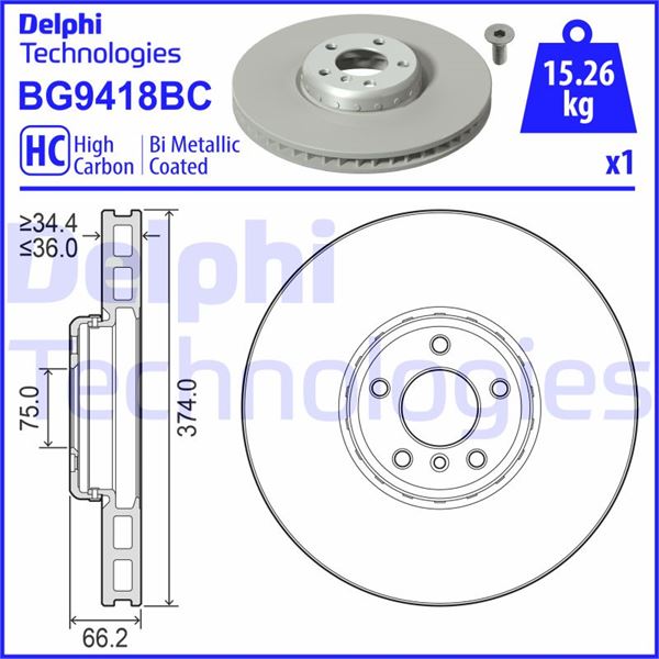 DELPHI BG9418BC Fren Sistemleri Fren Diski - BMW 7 (F01, F02, F03, F04) uyumlu