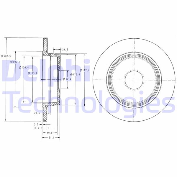 DELPHI BG2510 Fren Sistemleri Fren Diski - MERCEDES-BENZ 124 Sedan (W124) uyumlu