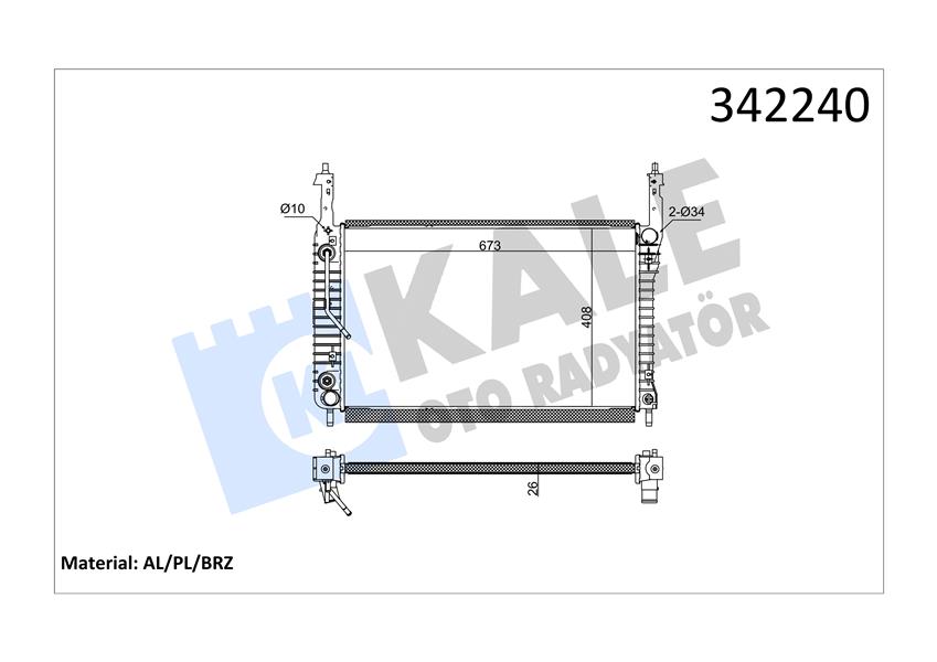 KALE OTO RADYATÖR 342240 Soğutma Sistemi Su Soğutucu & Parçaları - CHEVROLET CAPTIVA (C100, C140) uyumlu