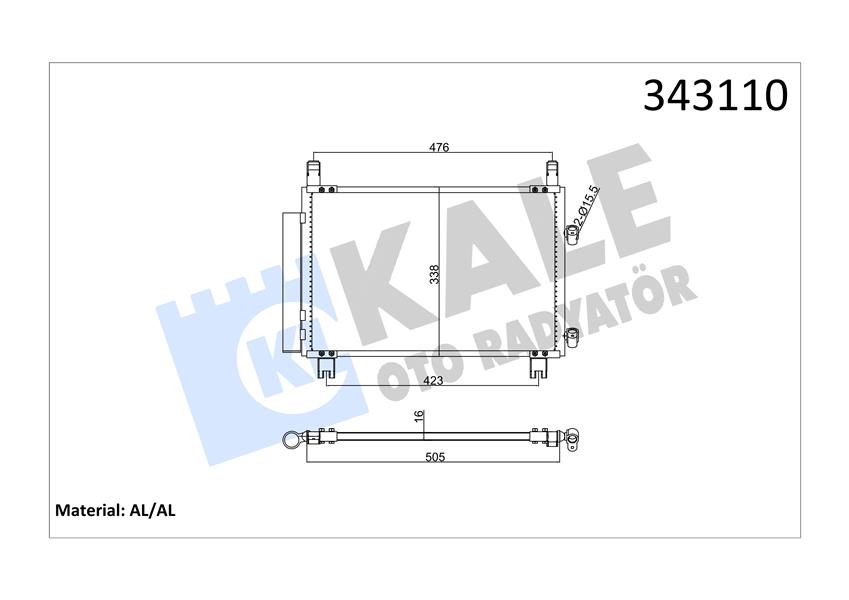 KALE OTO RADYATÖR 343110 İklimlendirme Sistemi Klima Radyatörü - TOYOTA YARIS (_P9_) uyumlu