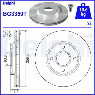 DELPHI BG3359T Fren Sistemleri Fren Diski - FORD FIESTA IV (JA_, JB_) uyumlu