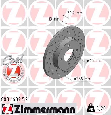ZIMMERMANN 600.1602.52 Fren Sistemleri Fren Diski - VW PASSAT B3/B4 (3A2, 35I) uyumlu