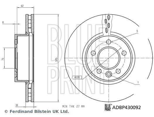 BLUE PRINT ADBP430092 Fren Sistemleri Fren Diski - VW CRAFTER Panelvan/Van (SY_, SX_) uyumlu