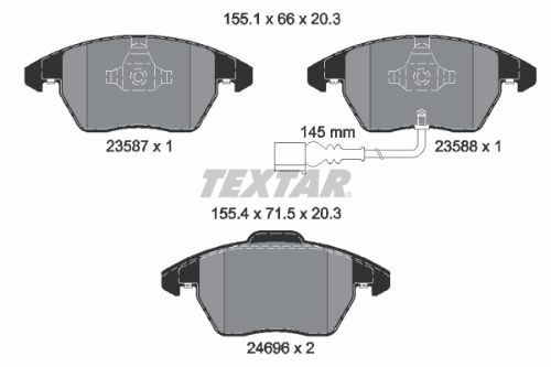TEXTAR 2469602 Fren Sistemleri Fren Balatası - VW PASSAT B7 (362) uyumlu