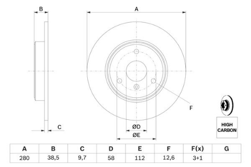 BOSCH 0 986 479 305 Fren Sistemleri Fren Diski - SMART FORTWO Coupe (451) uyumlu