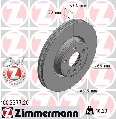 ZIMMERMANN 100.3377.20 Fren Sistemleri Fren Diski - AUDI A4 B9 (8W2, 8WC) uyumlu