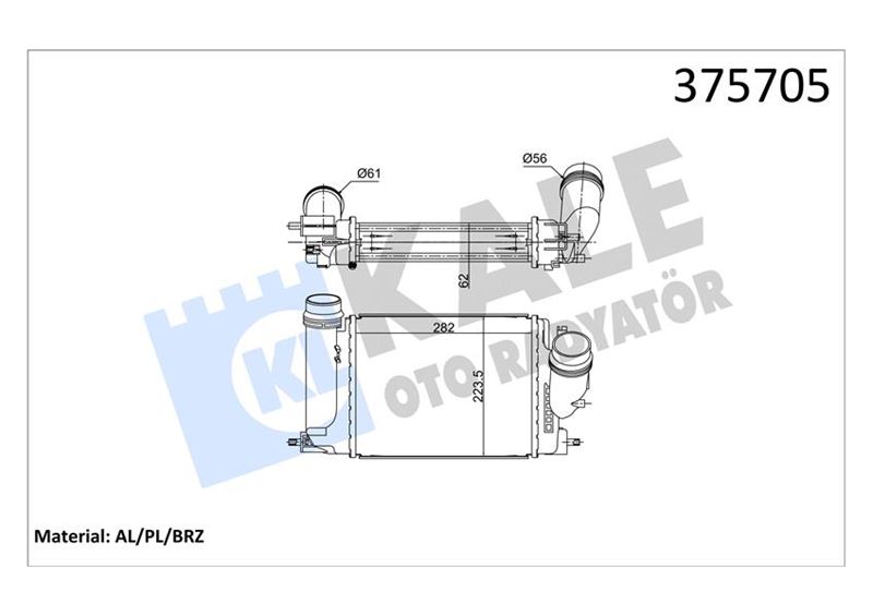KALE OTO RADYATÖR 375705 Motor Turbo Radyatörü - NISSAN X-TRAIL III (T32_, T32R, T32RR) uyumlu