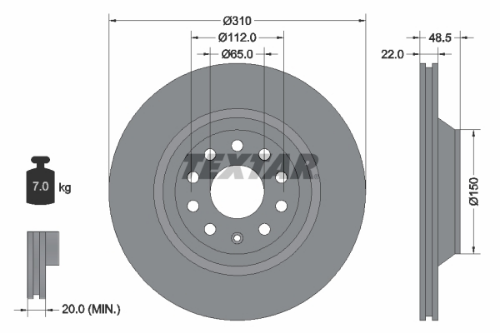 TEXTAR 92140703 Fren Sistemleri Fren Diski - VW PASSAT B7 Variant (365) uyumlu