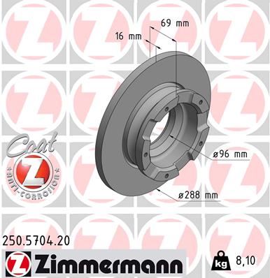 ZIMMERMANN 250.5704.20 Fren Sistemleri Fren Diski - FORD TRANSIT V363 Panelvan/Van (FCD, FDD) uyumlu