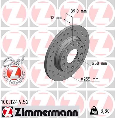 ZIMMERMANN 100.1244.52 Fren Sistemleri Fren Diski - AUDI A4 B6 (8E2) uyumlu