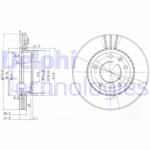 DELPHI BG4015 Fren Sistemleri Fren Diski - KIA CARNIVAL I (UP) uyumlu