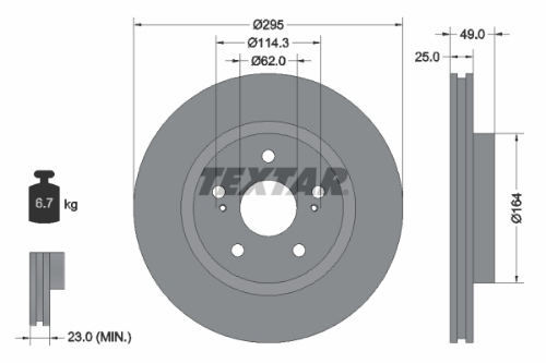 TEXTAR 92156503 Fren Sistemleri Fren Diski - SUZUKI GRAND VITARA II (JT, TE, TD) uyumlu