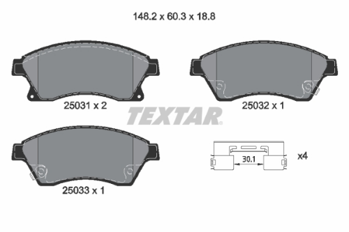 TEXTAR 2503101 Fren Sistemleri Fren Balatası - OPEL ASTRA J Sports Tourer (P10) uyumlu