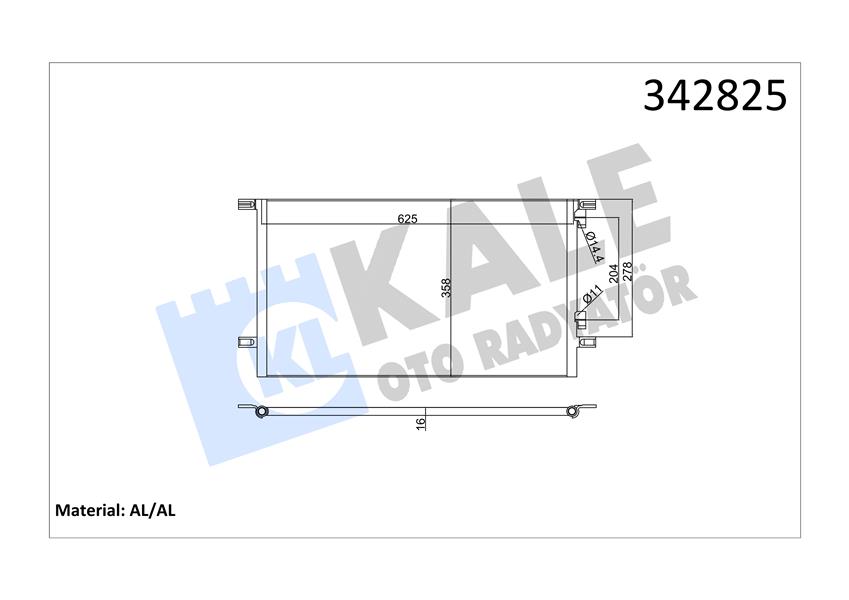 KALE OTO RADYATÖR 342825 İklimlendirme Sistemi Klima Radyatörü - RENAULT LAGUNA I (B56_, 556_) uyumlu