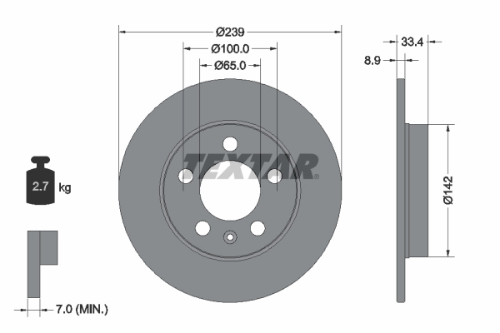 TEXTAR 92105803 Fren Sistemleri Fren Diski - SKODA OCTAVIA II Combi (1Z5) uyumlu