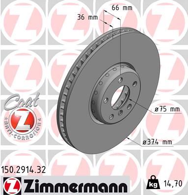 ZIMMERMANN 150.2914.32 Fren Sistemleri Fren Diski - BMW 7 (F01, F02, F03, F04) uyumlu