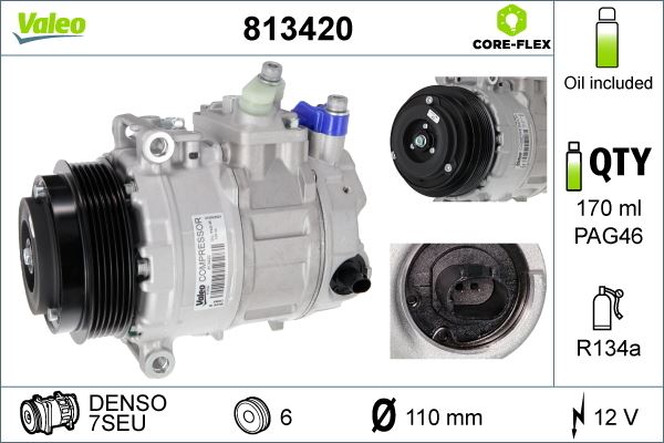 VALEO 813420 İklimlendirme Sistemi Kompresör Parçaları - MERCEDES-BENZ CLS (C218) uyumlu