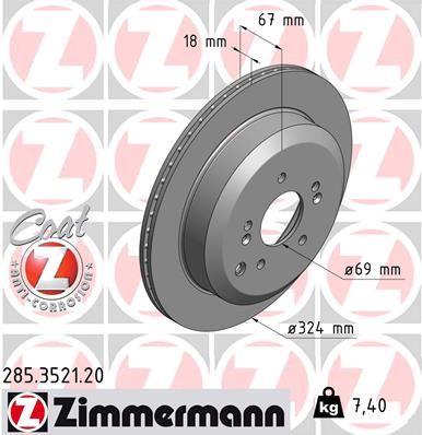 ZIMMERMANN 285.3521.20 Fren Sistemleri Fren Diski - HYUNDAI ix55 uyumlu