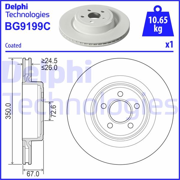 DELPHI BG9199C Fren Sistemleri Fren Diski - CHRYSLER 300C (LX, LE) uyumlu