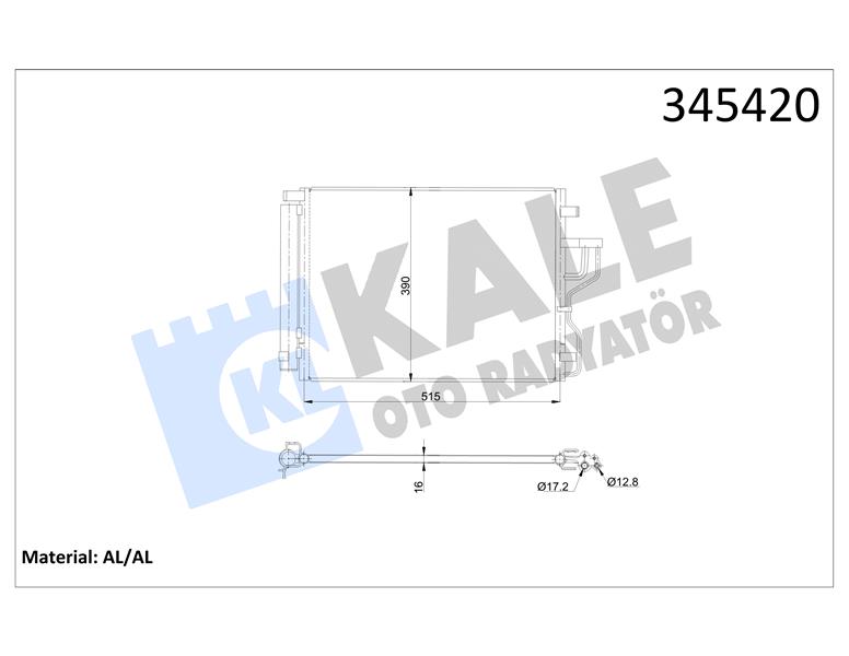 KALE OTO RADYATÖR 345420 İklimlendirme Sistemi Klima Radyatörü - KIA SPORTAGE III (SL) uyumlu