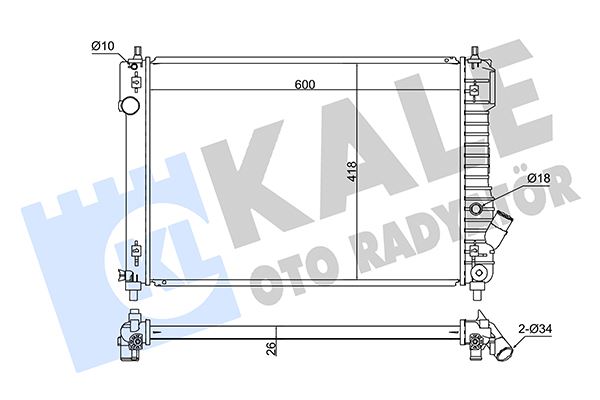 KALE OTO RADYATÖR 355000 Soğutma Sistemi Su Soğutucu & Parçaları - CHEVROLET AVEO / KALOS Hatchback (T250, T255) uyumlu