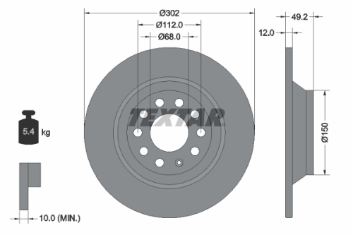 TEXTAR 92132503 Fren Sistemleri Fren Diski - AUDI A6 C6 Avant (4F5) uyumlu