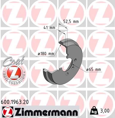ZIMMERMANN 600.1963.20 Fren Sistemleri Fren Kampanası - VW LUPO I (6X1, 6E1) uyumlu