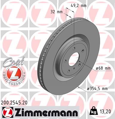 ZIMMERMANN 200.2545.20 Fren Sistemleri Fren Diski - NISSAN 370Z Roadster (Z34) uyumlu