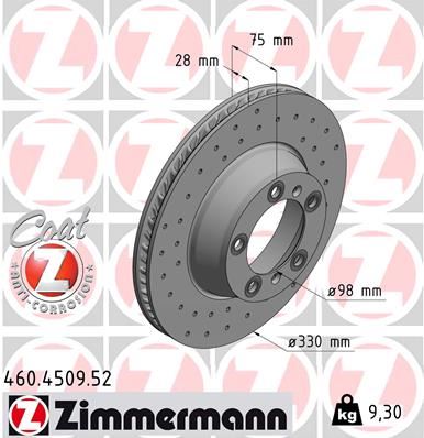 ZIMMERMANN 460.4509.52 Fren Sistemleri Fren Diski - PORSCHE PANAMERA (971) uyumlu