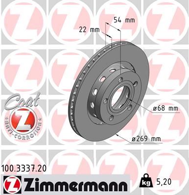 ZIMMERMANN 100.3337.20 Fren Sistemleri Fren Diski - AUDI A6 C5 (4B2, 4B4) uyumlu