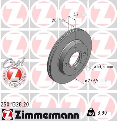 ZIMMERMANN 250.1328.20 Fren Sistemleri Fren Diski - FORD ORION II (AFF) uyumlu