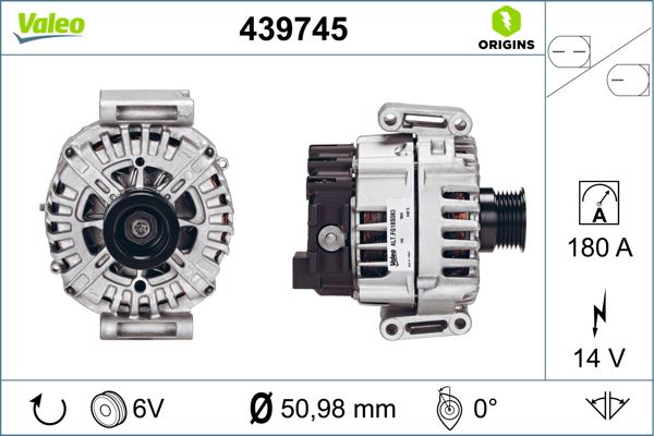 VALEO 439745 Elektrik Sistemi Alternatör - MERCEDES-BENZ C-SERISI (W204) uyumlu