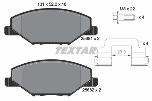 TEXTAR 2568101 Fren Sistemleri Fren Balatası - SKODA FABIA II (542) uyumlu