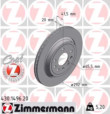 ZIMMERMANN 430.1496.20 Fren Sistemleri Fren Diski - SAAB 9-3 (YS3F, E79, D79, D75) uyumlu