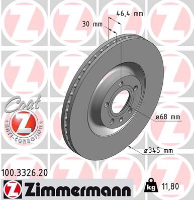 ZIMMERMANN 100.3326.20 Fren Sistemleri Fren Diski - AUDI A4 B6 (8E2) uyumlu