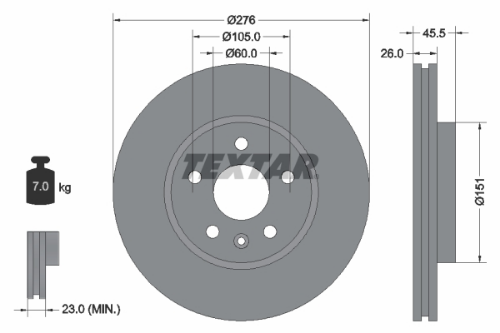 TEXTAR 92198903 Fren Sistemleri Fren Diski - OPEL ASTRA J Sports Tourer (P10) uyumlu