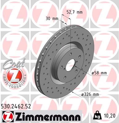 ZIMMERMANN 530.2462.52 Fren Sistemleri Fren Diski - SUBARU IMPREZA Sedan (GD) uyumlu