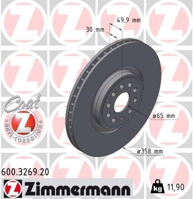 ZIMMERMANN 600.3269.20 Fren Sistemleri Fren Diski - VW ID.4 (E21) uyumlu